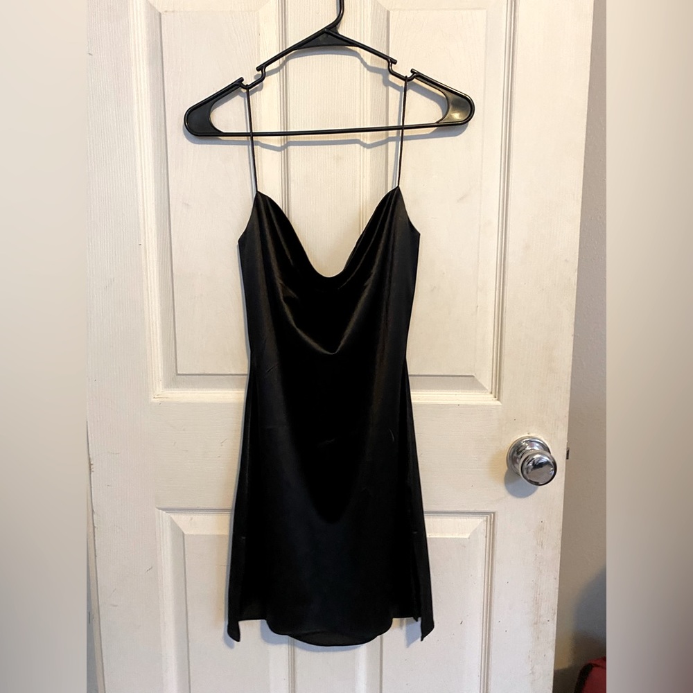 Zaful - Forever Young Black Satin Dress